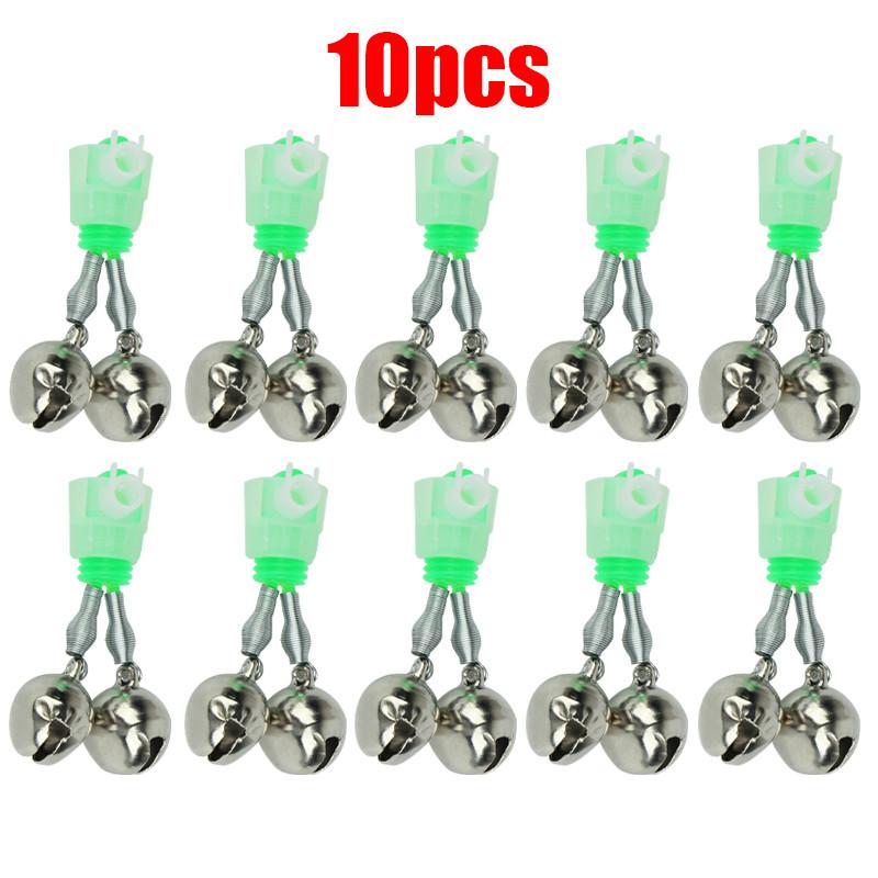10 peças de clipe de sino de pesca de plástico alarme de vara de pesca com alarmes duplos