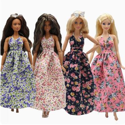 Handmade Floral Dresses Fashion Girl Dresses Clothes Doll Hanging Neck Skirt for 30cm Doll