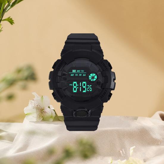 LED Electronic Watch Waterproof Anti-slip Adjustable Strap Round Dial Kids Students Casual Sports Digital Wristwatch Birthday Gift