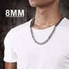 Srebrny płaski naszyjnik z ogniwami łańcuszka bizantyjskiego ze stali nierdzewnej dla mężczyzn i kobiet, dostępny w szerokościach 6 mm, 8 mm i 10 mm oraz długościach 18-28 cali