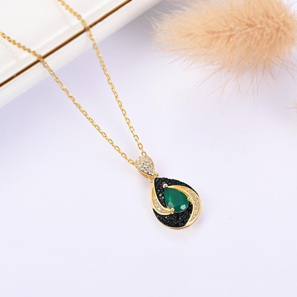 Luxury 925 Sterling Silver Pendant Necklace Natural Agate Pear 5*7mm Real Gemstones Vintage Fine Jewelry for Women's Party Gifts