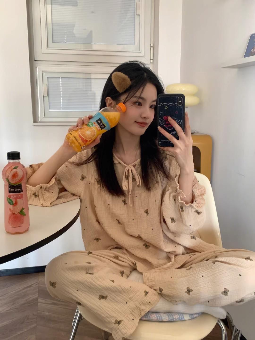 

«Весна 2024 г., симпатичная женская пижамная одежда из корейского хлопка» M