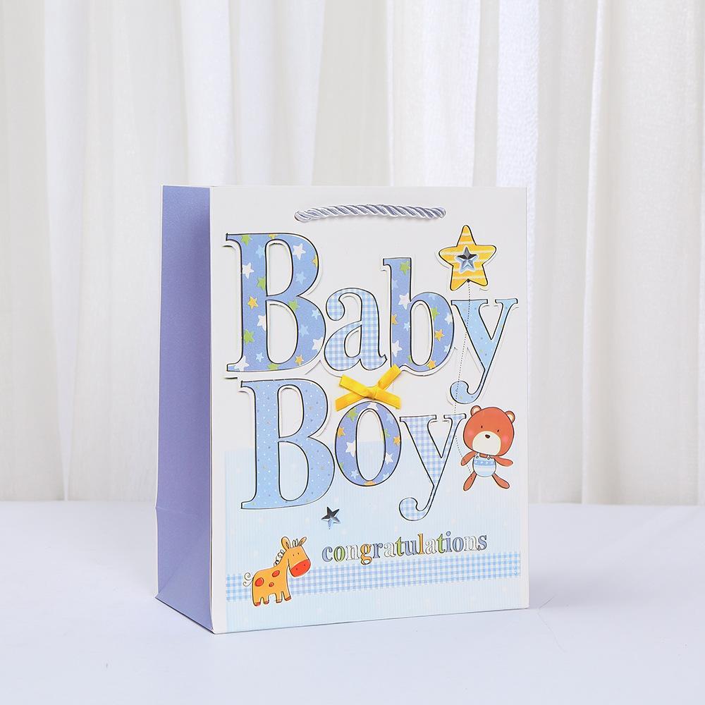 6/10pcs StoBag Baby Shower Party Paper Tote Bags Recyclable Gift Bags for Candy Cookies Gender Reveal Hospital Visitors