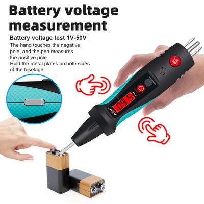 Analizador de circuito de enchufe 2 en 1, comprobador de voltaje inteligente, comprobador de enchufe de 12-300 V CA, batería de 1,5 V y 9 V