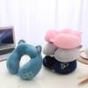 Cute Travel Pillow with Ear Cartoon Neck Pillow for Kids Memory Foam Animal Pillow U Shaped Cushion Plush for Airplane Train