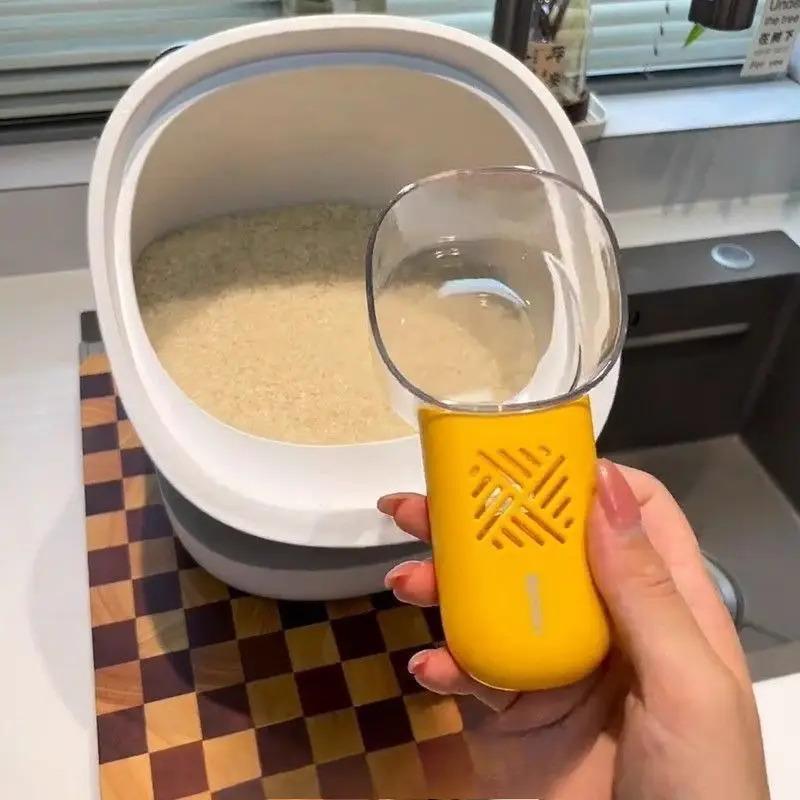 Multi-Function Rice Scoop with Measuring Cup and Spoon - Ergonomic Handle, Insect-Proof Design for Precise Rice, Flour, Pasta