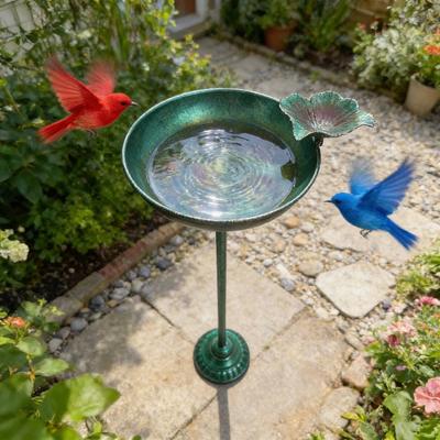 Bird Bath And Feeder Metal Bird Bath with Lotus Leaf Design Bird Feeder Outside Standing Birdbath for Garden Yard Lawn Decoration