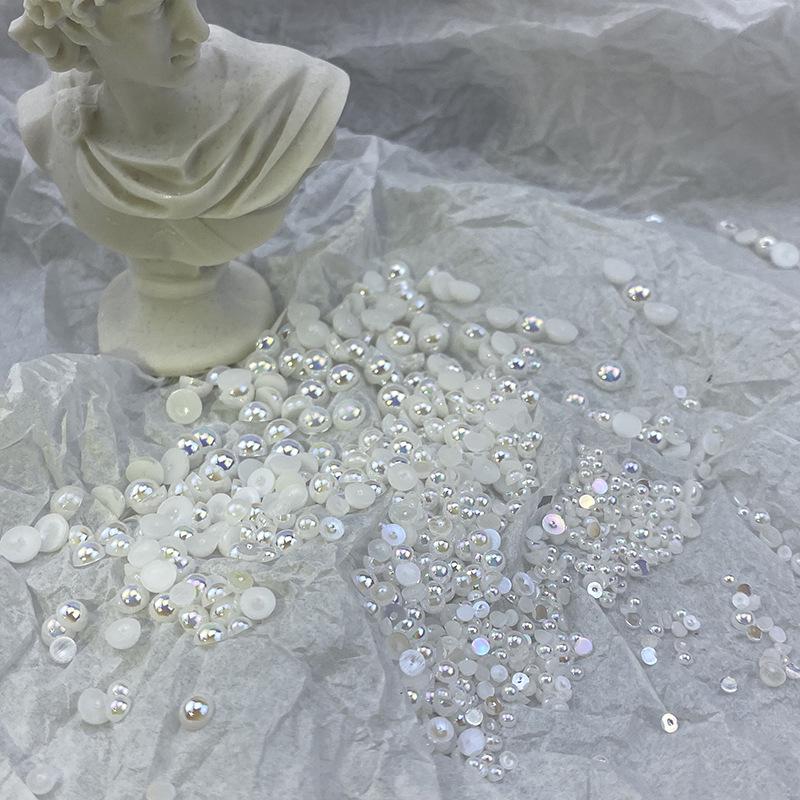 Plated AB Color High-Gloss Mixed Size Nail Art Patches - Wearable DIY Pearl Accessories
