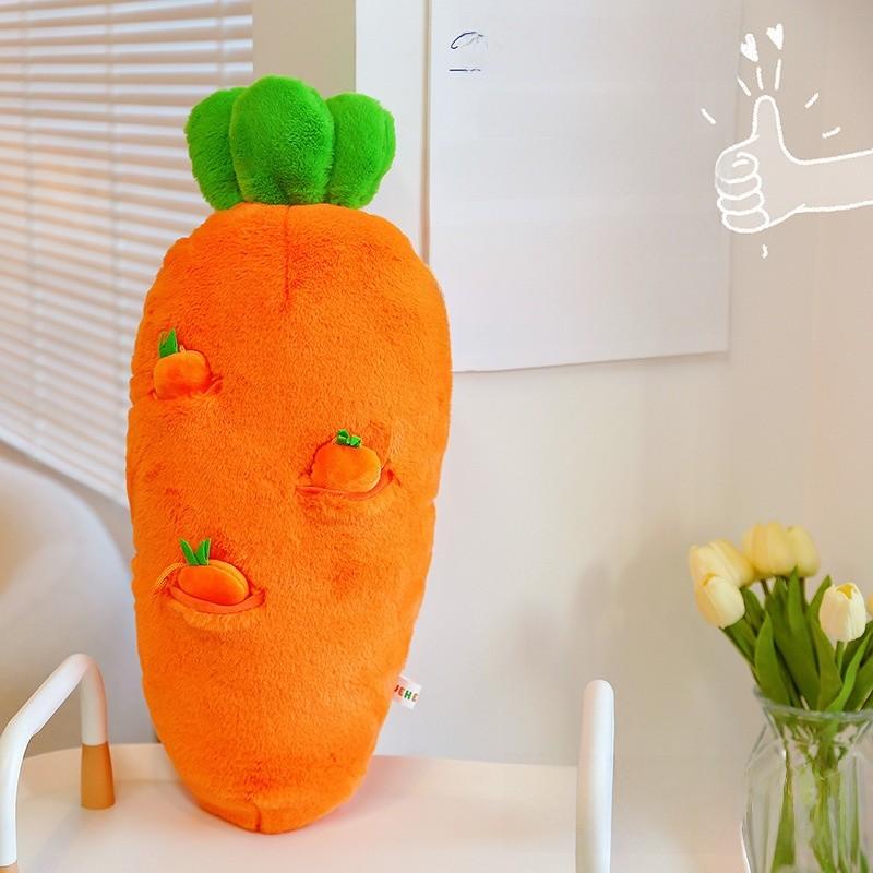 Plush Carrot Shape Baby Pillow With Soft Short Pile Fabric For Sleep And Play