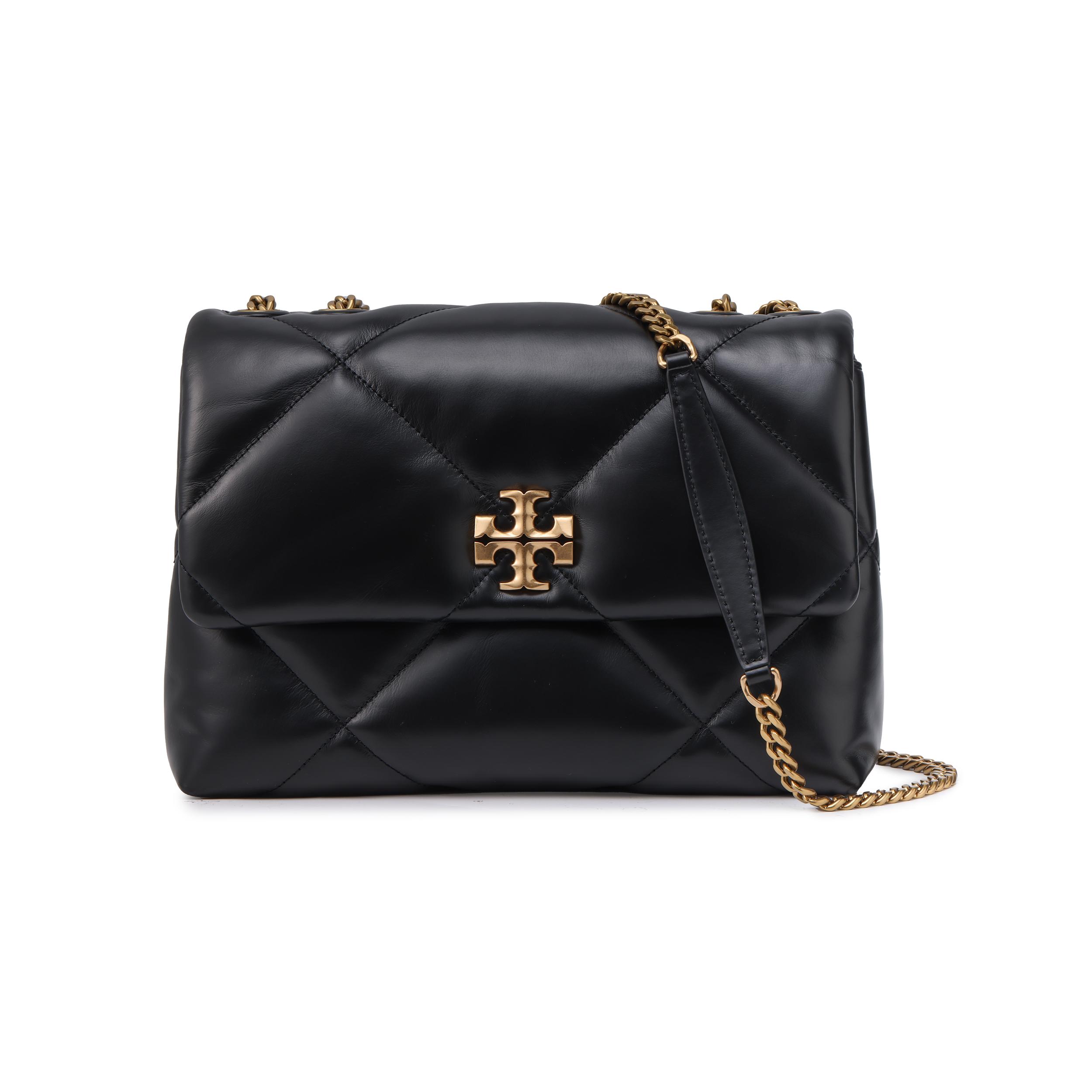 

Tory Burch Kira Ромбова прострочка Кутовий логотип Double T Шкіряна сумка через плече Середня Жіночі сумки Чорний 154704-001 Shopping Bag Set(Basic Set+Shopping Bag)