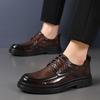 2025 Summer Hollow Breathable Business Korean Dress Shoes for Men Solid Color Lace Platform Cow Leather Shoes Man