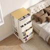Fabric Chest of Drawers, 4 Drawers, 4 Pockets, 2 Hooks, Steel Frame, 45 x 30 x 94.5 cm, Beige