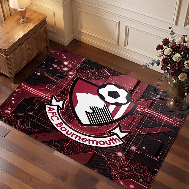Tappeto in Velluto di Cristallo con Stampa del Bournemouth Football Club, Comodo Assorbente d'Acqua Antiscivolo Tappeto per Pavimenti Interni