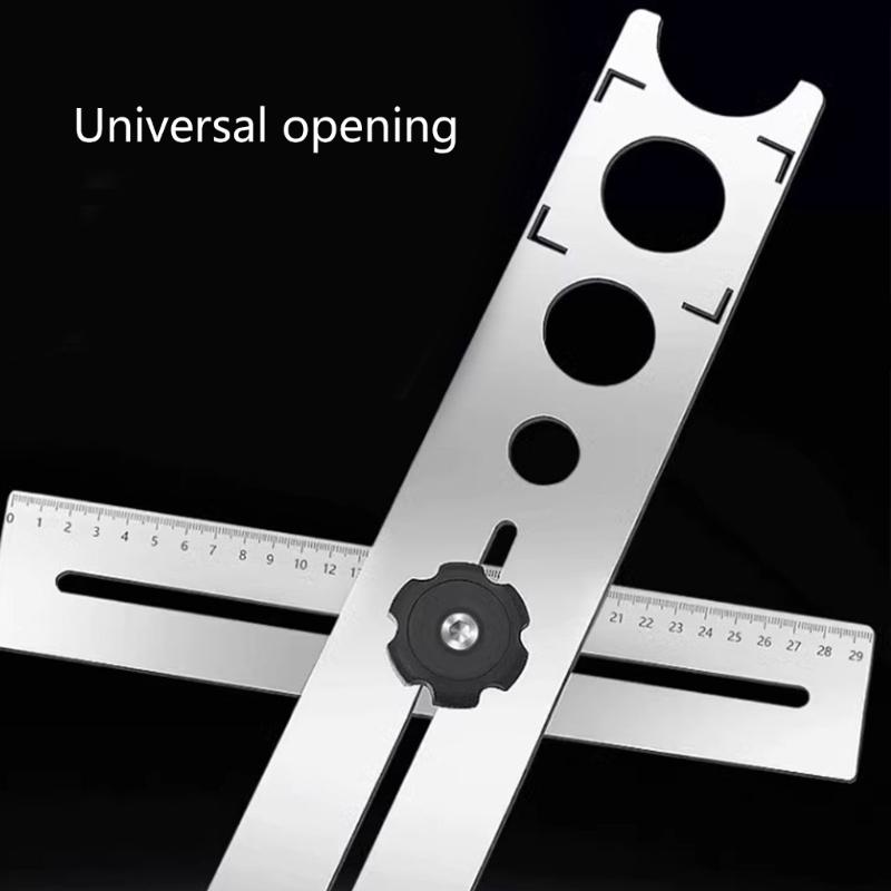 40cm Ceramic Glass Tile Hole Locator Ruler for Multiple Tile Size Stainless Steel Adjustable Measuring Punching Tool
