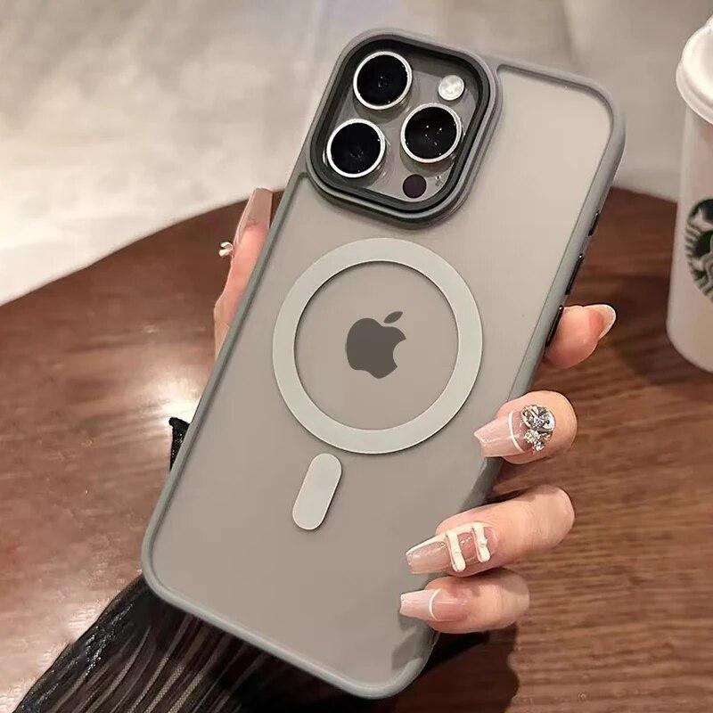 Luksusowe Matowe Antypoślizgowe Etui PC dla iPhone 15 14 13 12 11 Pro Max Plus Magnetyczne Magsafe Bezprzewodowe Ładowanie Półprzezroczysta Pokrowiec