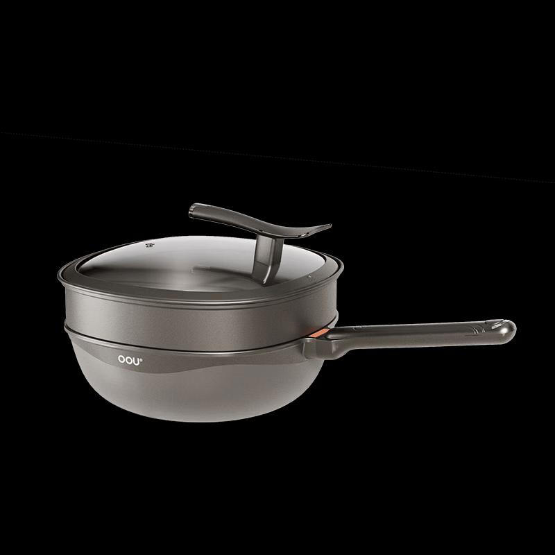 OOU 32cm Titanium Non-stick Wok with Steamer