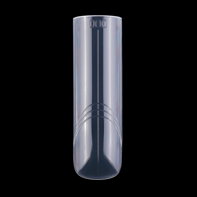 150Pcs Coffin Shape Sandwich Nail Forms Natural Clear No-Trace Nail Art Tips With Auxiliary Line Almond Shape Nail Tips