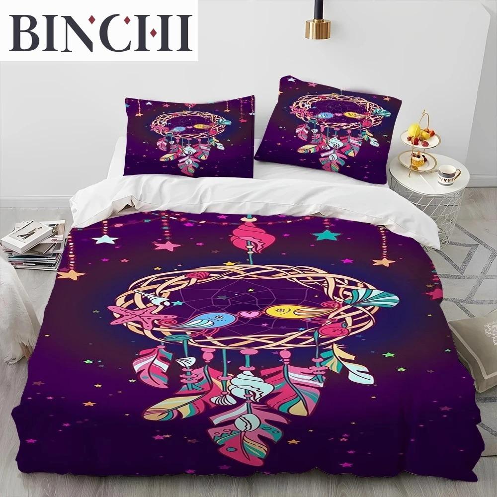 Fashion DreamCatcher Feather Owl Comforter Bedding Set King Queen Size Duvet Cover Pillowcase Soft Comfortable