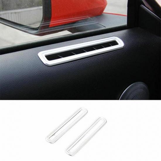 For Ford Mustang 2015- Matte Silver Inner Door L&R Air Outlet Vent Trim 2PCS