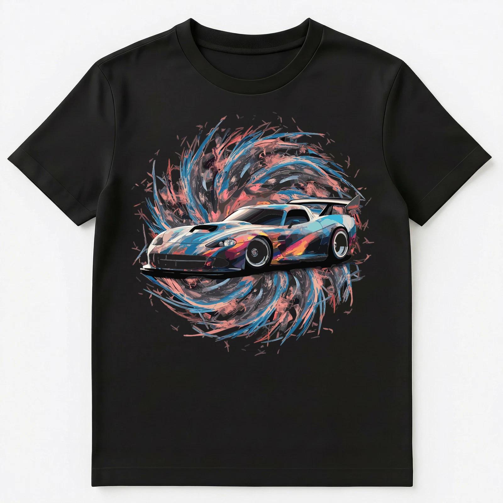 

Colorful Paint Splash Dragster Car Art Graphic Unisex T-Shirt 2XL