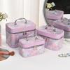 Large Capacity High-End Cosmetic Bag with Mirror - Multifunctional Three-Piece Home Storage Set