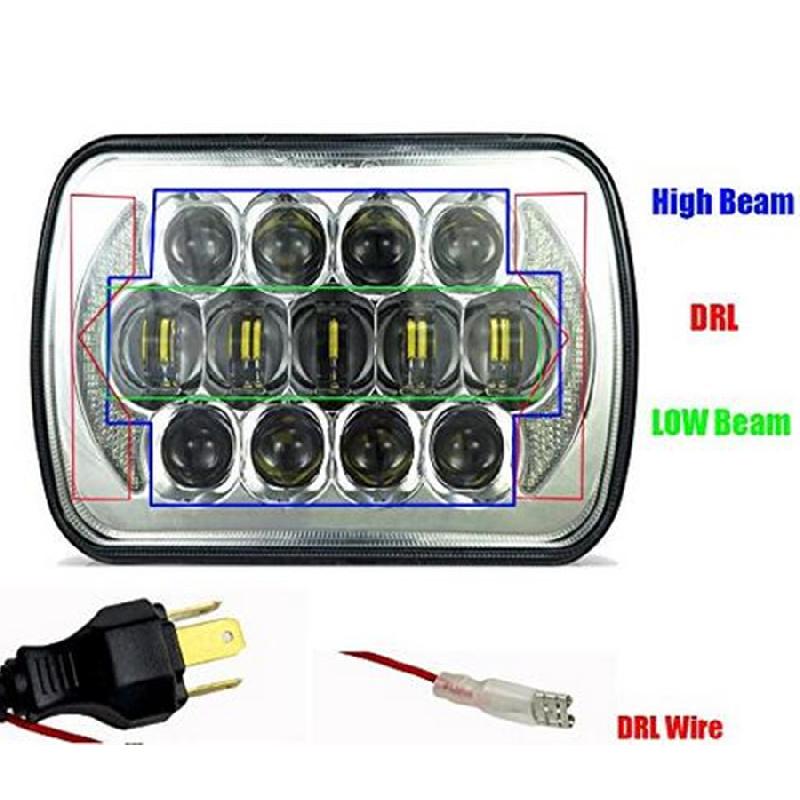 85W 7X6" 5X7" Led Jeep Silver Headlights Truck Headlamp Semi-Enclosed Lights