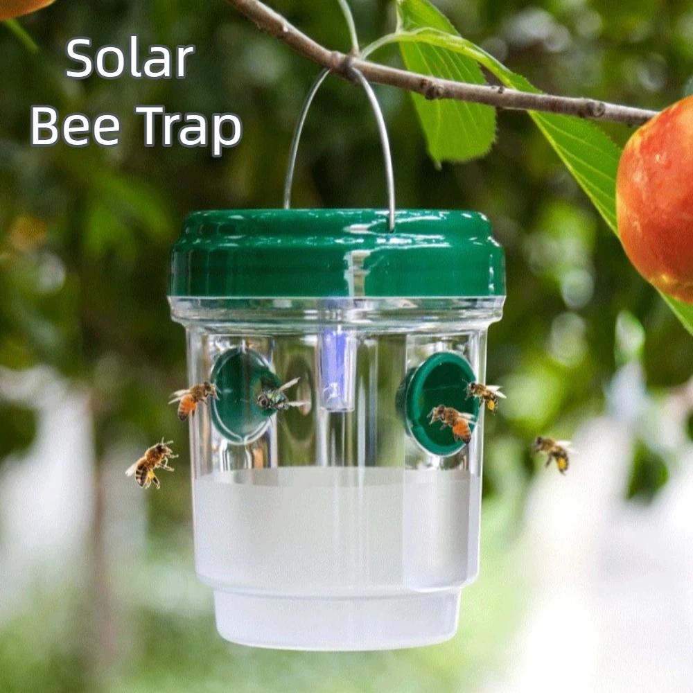 New Solar Powered Wasp Trap Box PP Hanging Bee Trap Bottle Reusable Transparent Wasp Killer Outdoor Use