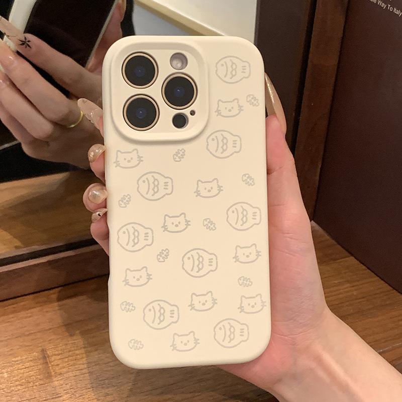 

Line kitten fish for apple 16 mobile phone case imitation liquid iPhone fun cartoon soft apple 16e