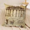 Retro Roman Architectural Cushion Cover Silky Short Plush Invisible Zipper Dustproof Sofa Pillow Case For Home Decor