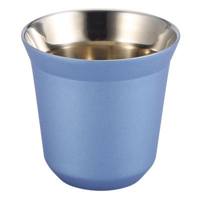 Doppelwandige Kaffeetasse aus Edelstahl Bierkrug Teetassen 85ml für Trinkflasche(blau)