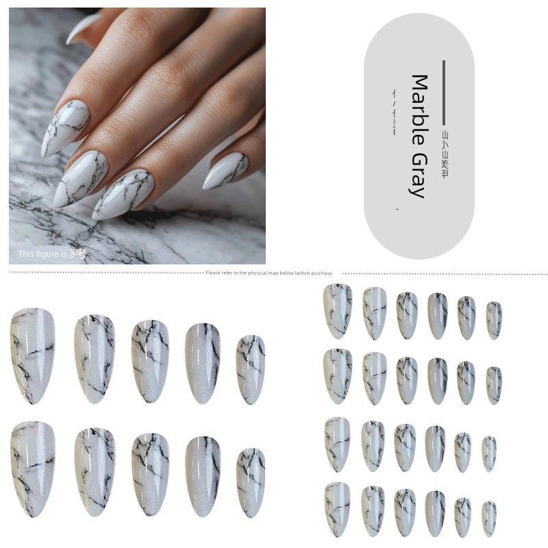 

Новый китайский стиль розовый цветок персика Юнься носить наклейки для ногтей танцевальное фото готовый миндалевидный заостренный кончик накладного ногтя