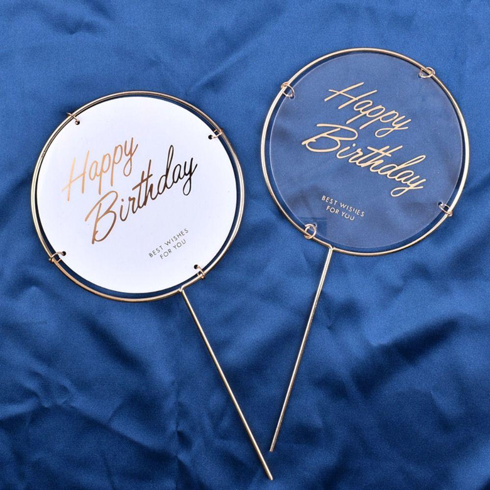 

10Pcs Acrylic Happy birthday Cake Topper White Cake Insert Card Party Supplies Cake Flag Party чистий