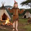 5Pcs Kids Ethnic Encouraged Play Ensemble Outfit With Detailed Traditional Patterns And Soft Fabric Tops Skirts