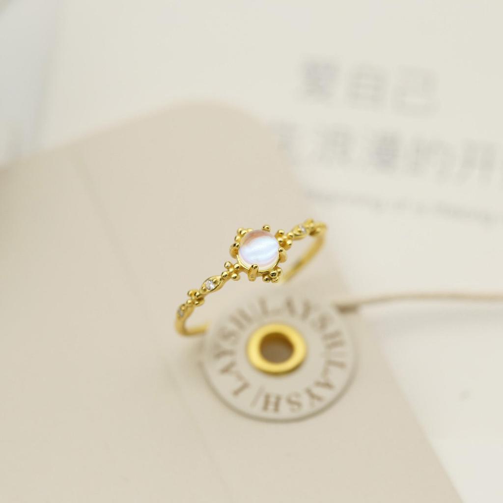 S925 Sterling Silver Moonstone Women's Ring - Light Luxury Niche Design