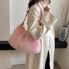 Luxury Furry Shoulder Bag Solid Color Soft Tote Bag Large Capacity Fluffy Clutch Bag
