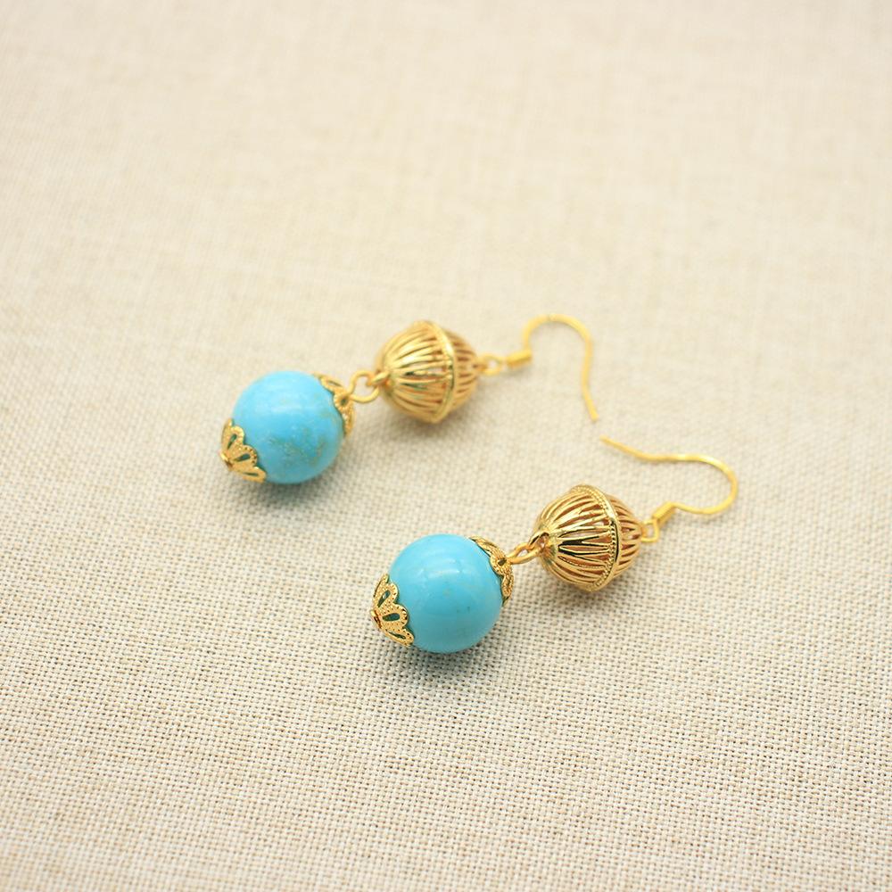 Small Fresh Turquoise Necklace Ot Buckle Retro Temperament Seaside Vacation Style Necklace