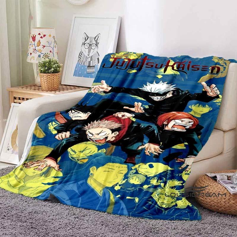 Jujutsu Kaisen Cartoon-Themed Flannel Blanket — Soft & Cozy Throw for Bed, Sofa, or Picnic Use — A Great Gift for Kids
