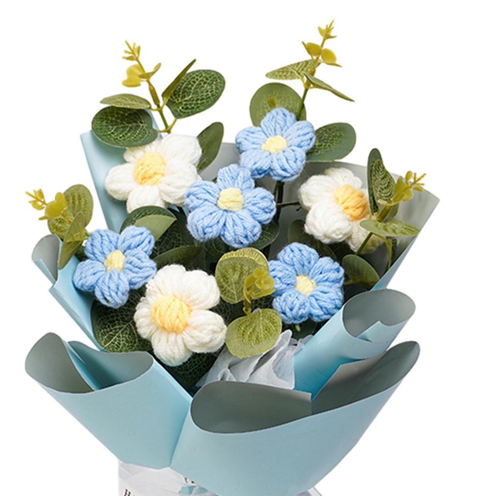 Crochet Flower Bouquet Mother Day Gift Decoration Woven Bouquet for Girl Friend Thanksgiving Festival Wedding Mother's Day