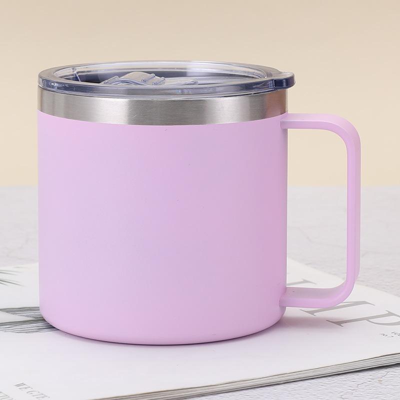 Neue 14oz Tasse mit Deckel und Griff Vakuum 304 Edelstahl Isolierflasche Büro und Zuhause Becher
