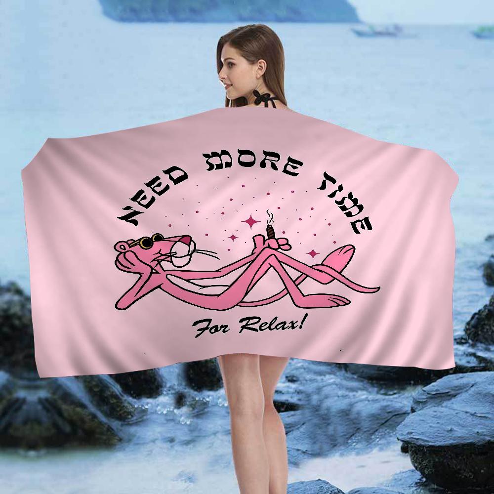 The P-Pink P-Panther Anime Beach Swimming Towel Soft Absorbent Washcloth Children's Gifts for Kids Travel Camping Gym