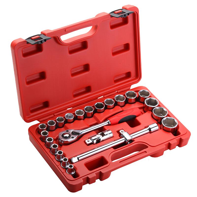 JETECH 1/2-Inch Drive Socket & Ratchet Wrench Set, 24 Pieces