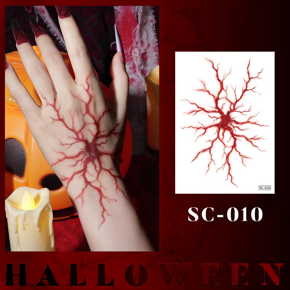 Waterproof Halloween Tattoo Stickers: Realistic Scars, Veins, and Cracks for Face and Arms