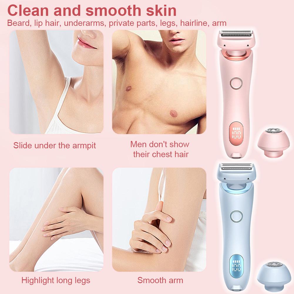 Electric Razors for Women 2-in-1 Bikini Trimmer IPX7 Waterproof Body Hair Remover for Underarms Legs