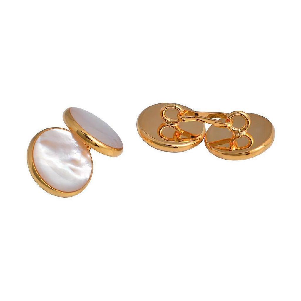 Cufflinks Round Natural Pearl Shell Chain Double-sided Chain Fancy Cufflinks