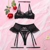 European and American New Popular Lace Sexy Splicing Perspective Slimming Lingerie Set