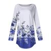 Damen T-Shirt mit Rundhalsausschnitt, lockerer Schnitt, langärmelig, Top, Pullover
