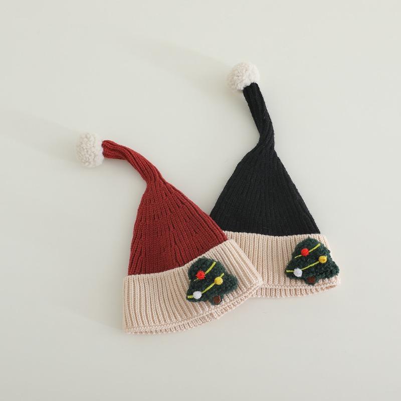 Trend cute children's wool hat long tail baby Christmas hat autumn new boys and girls knitted hat