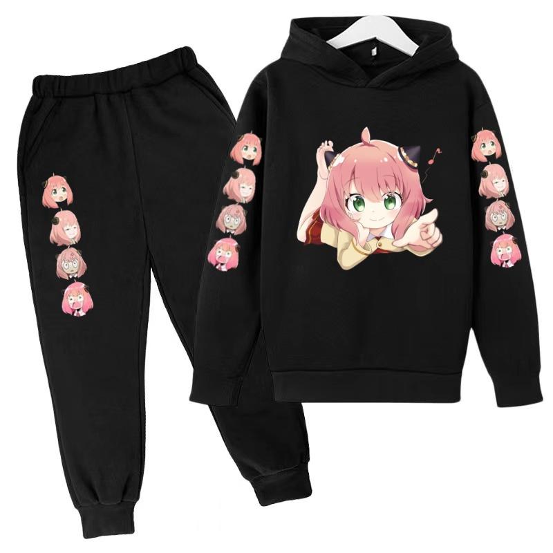 Kinder Mode Kapuzenpullover Junge Mädchen Kleinkind Pullover 3-12 Jahre Anime Niedliches Mädchen Druck Kleidung Lässiges Oberteil + Hose 2-teiliges Set Sportanzug