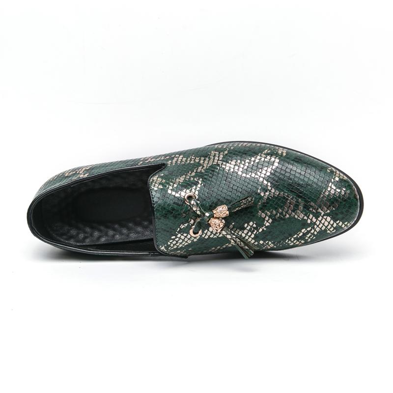Men Printing Loafers Leather Shoes Formal Business Flats Slip On Shoes Wedding Dress Prom Black Shoes Large Size