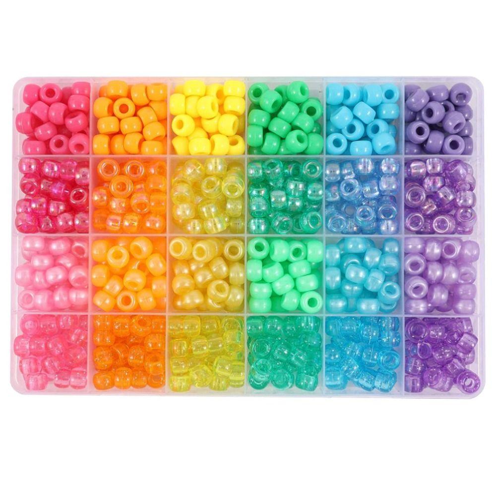 500 Perline Pony Assortite Per Gioielli Fai Da Te, 6x9 Mm, Foro 3,5 Mm, Colori Vivaci, Per Bambini